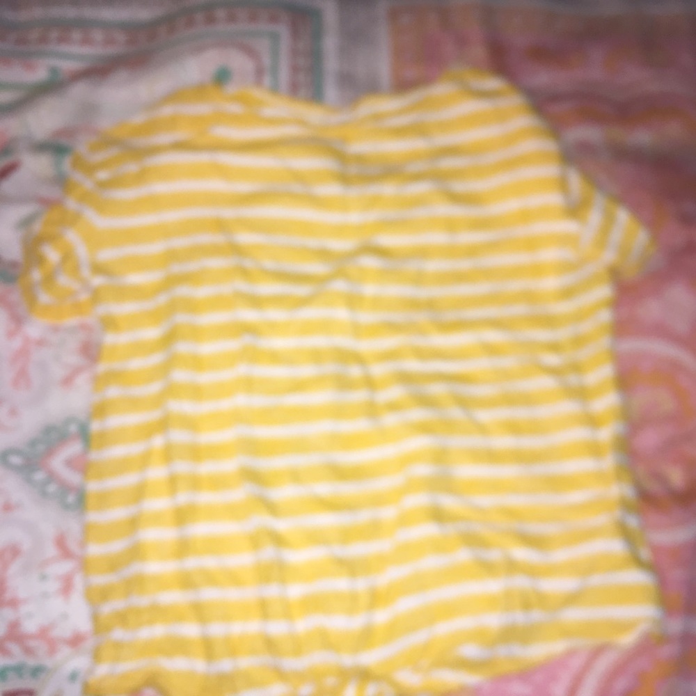 yellow and white stripped shirt